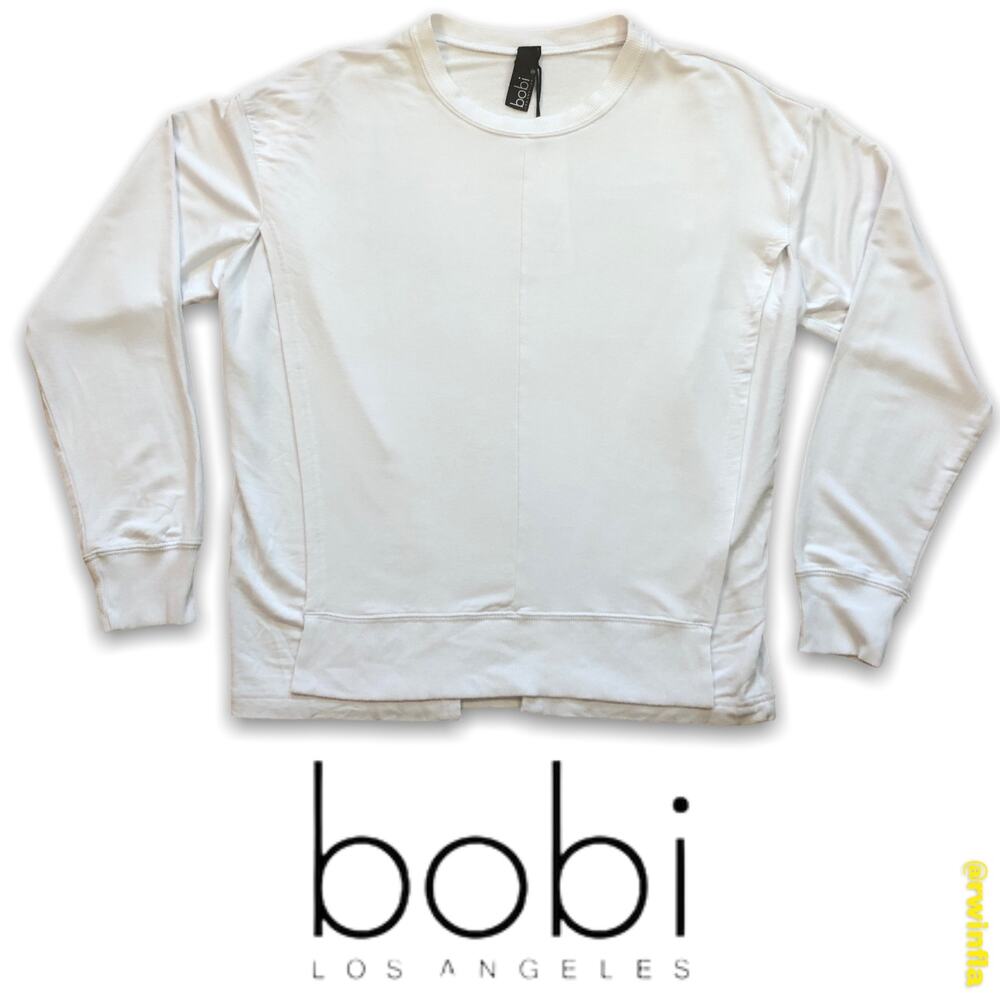 bobi Long Sleeve Crew Neck Layered Front Bib Shirt Top Women's Size Small NWT